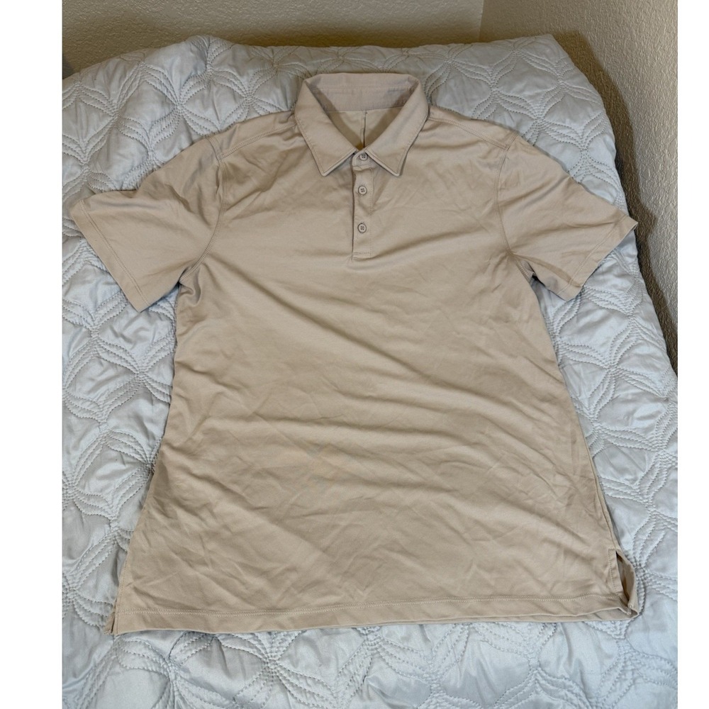 Jack Archer Polo‎ Shirt Mens Large Beige Performance Golf Short Sleeve